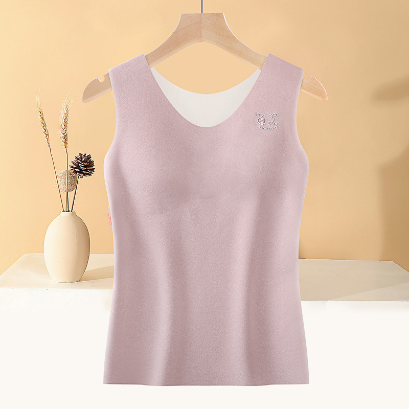 Lányoknak szóló termikus mellény fleece-béléssel, varrat nélküli, U-nyakú, 13–18 éveseknek, poliészter