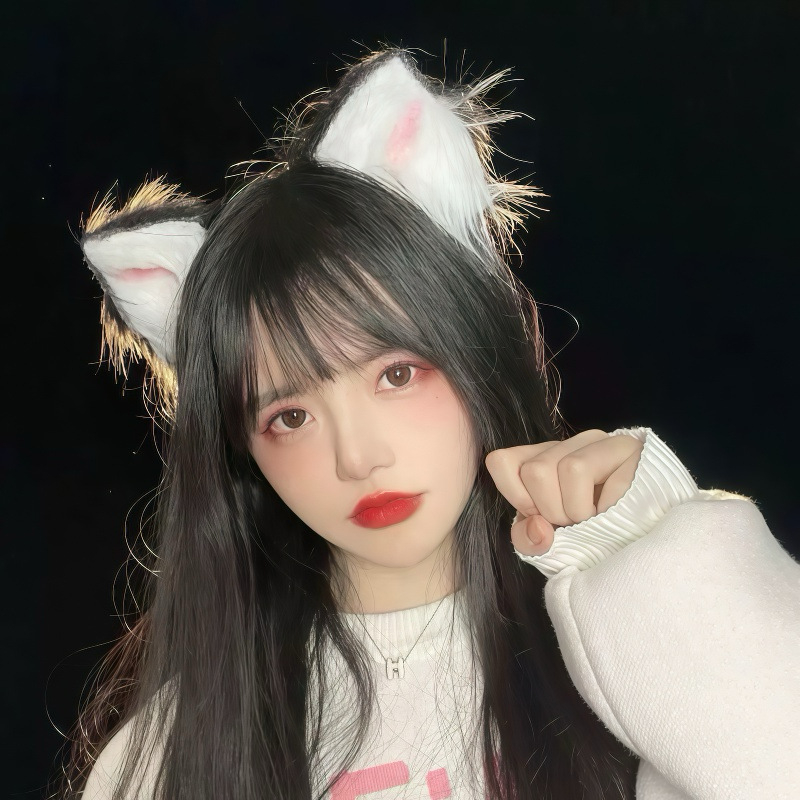 Bandă pentru cap cu urechi de pisică, urechi realiste, făcută manual, materiale mixte, Saint ling, primăvara 2025, unisex