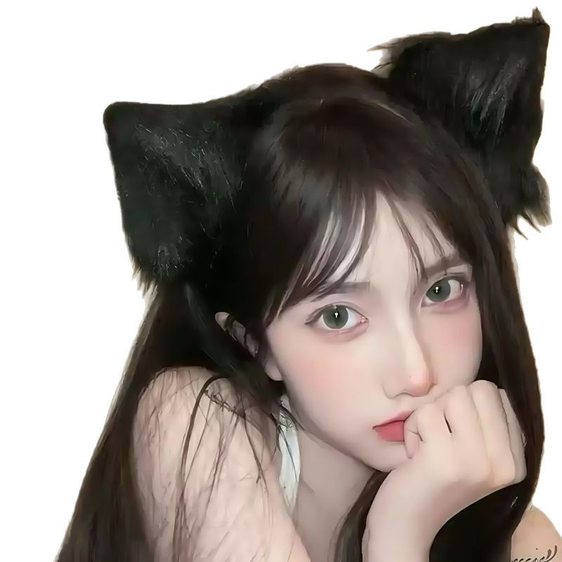 Bandă pentru cap cu urechi de pisică, urechi realiste, făcută manual, materiale mixte, Saint ling, primăvara 2025, unisex