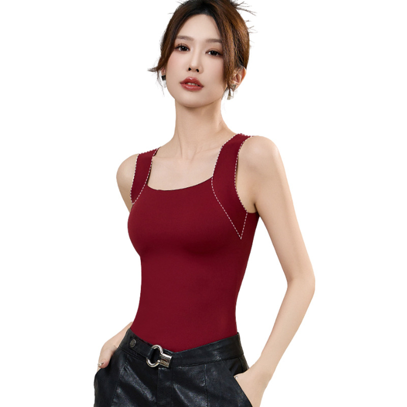 Női bolyhosított termo mellény — két réteg, varrat nélküli, négyszögletes gallér, beépített melltámasz