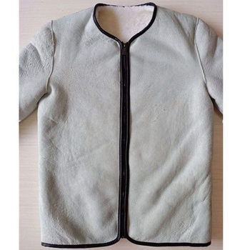 Kožna jakna od prave ovčje kože sa shearling podstavom, zip, ultra kratka dužina za muškarce
