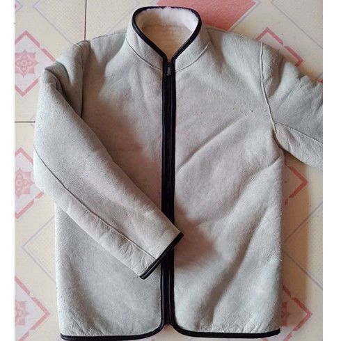 Kožna jakna od prave ovčje kože sa shearling podstavom, zip, ultra kratka dužina za muškarce
