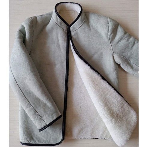 Kožna jakna od prave ovčje kože sa shearling podstavom, zip, ultra kratka dužina za muškarce