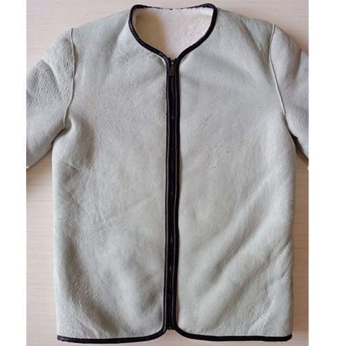 Kožna jakna od prave ovčje kože sa shearling podstavom, zip, ultra kratka dužina za muškarce