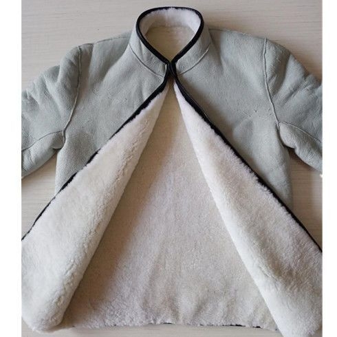Kožna jakna od prave ovčje kože sa shearling podstavom, zip, ultra kratka dužina za muškarce