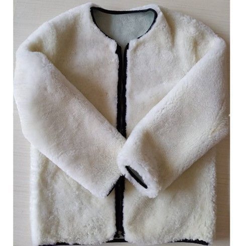 Kožna jakna od prave ovčje kože sa shearling podstavom, zip, ultra kratka dužina za muškarce