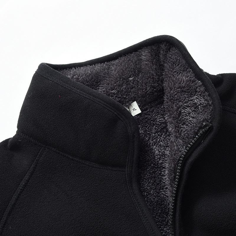 Ανδρικό φλις καρντάγκαν – χαλαρή γραμμή, χωρίς κουκούλα, επένδυση κοραλλιοφλις, ύφασμα φλις