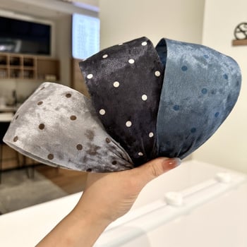 Bandă pentru cap ultra-largă cu buline, stil Ins, design tip half-cap, accesorii pentru păr pentru femei, primăvara 2025