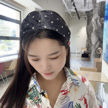 Bandă pentru cap ultra-largă cu buline, stil Ins, design tip half-cap, accesorii pentru păr pentru femei, primăvara 2025