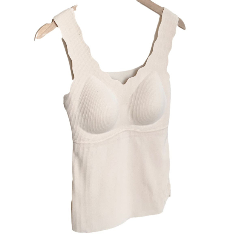 Ženski termo top s grijanjem, Spandex materijal, ugrađene košarice, V-dekolte, jedan sloj, 201–250 g/m²