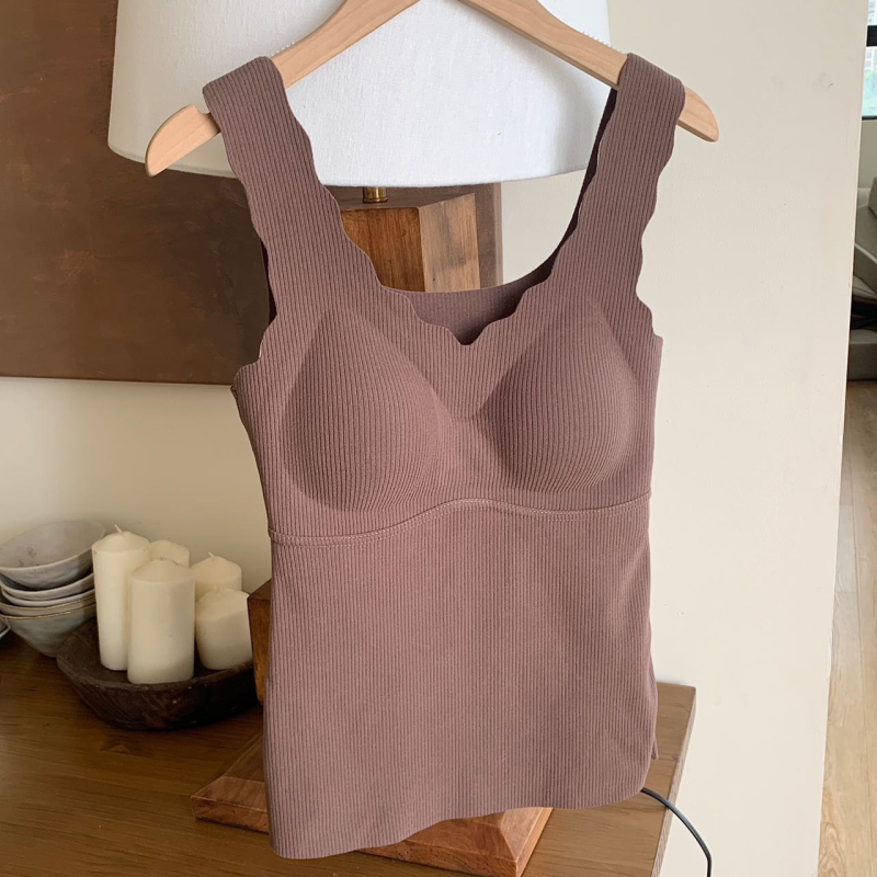 Ženski termo top s grijanjem, Spandex materijal, ugrađene košarice, V-dekolte, jedan sloj, 201–250 g/m²