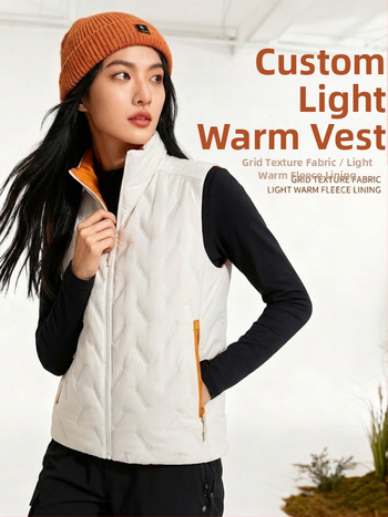 Γιλέκο εξωτερικού τύπου με όρθιο γιακά, unisex, ζεστό, γέμισμα από Mercerized Cotton