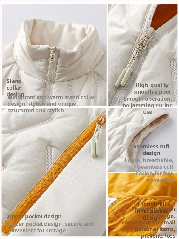 Vesta s stojacím golierom, unisex, teplá výplň z mercerisovanej bavlny