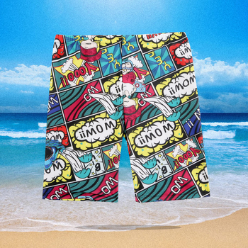 Мъжки найлонови плувни шорти с принт, 80% найлон, тегло на тъканта 300 г, подплата памук-бленд 50%, стил брифове/боксерки.