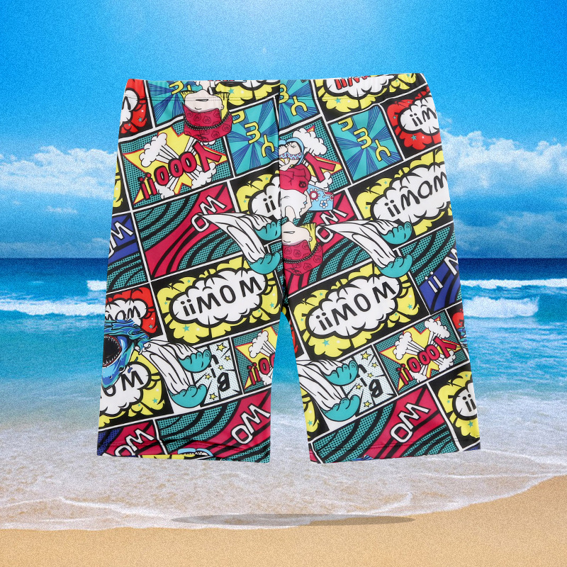 Мъжки найлонови плувни шорти с принт, 80% найлон, тегло на тъканта 300 г, подплата памук-бленд 50%, стил брифове/боксерки.