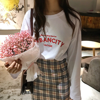 Μακρυμάνικη βαμβακερή μπλούζα T-shirt, 100% βαμβάκι, στρογγυλή λαιμόκοψη, χαλαρή γραμμή, ψηφιακή εκτύπωση