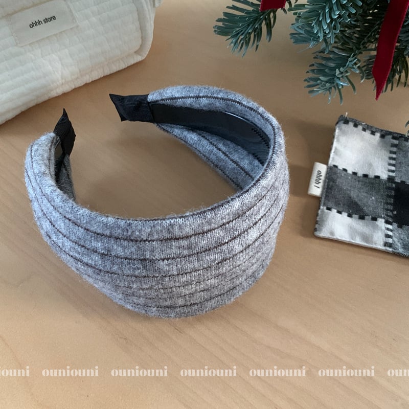 Bandă pentru păr lată în stil coreean, tricotată, pentru femei – accesoriu de cap din material textil, lucrată manual, cu dungi, iarna 2025