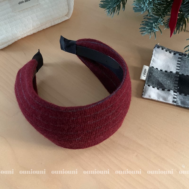 Bandă pentru păr lată în stil coreean, tricotată, pentru femei – accesoriu de cap din material textil, lucrată manual, cu dungi, iarna 2025