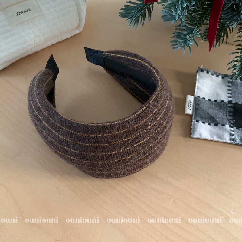 Bandă pentru păr lată în stil coreean, tricotată, pentru femei – accesoriu de cap din material textil, lucrată manual, cu dungi, iarna 2025