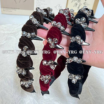 Yuerenge benzi de păr din țesătură, cu dinți și design ondulat – accesorii pentru cap pentru femei, lucrat manual, toamna 2025