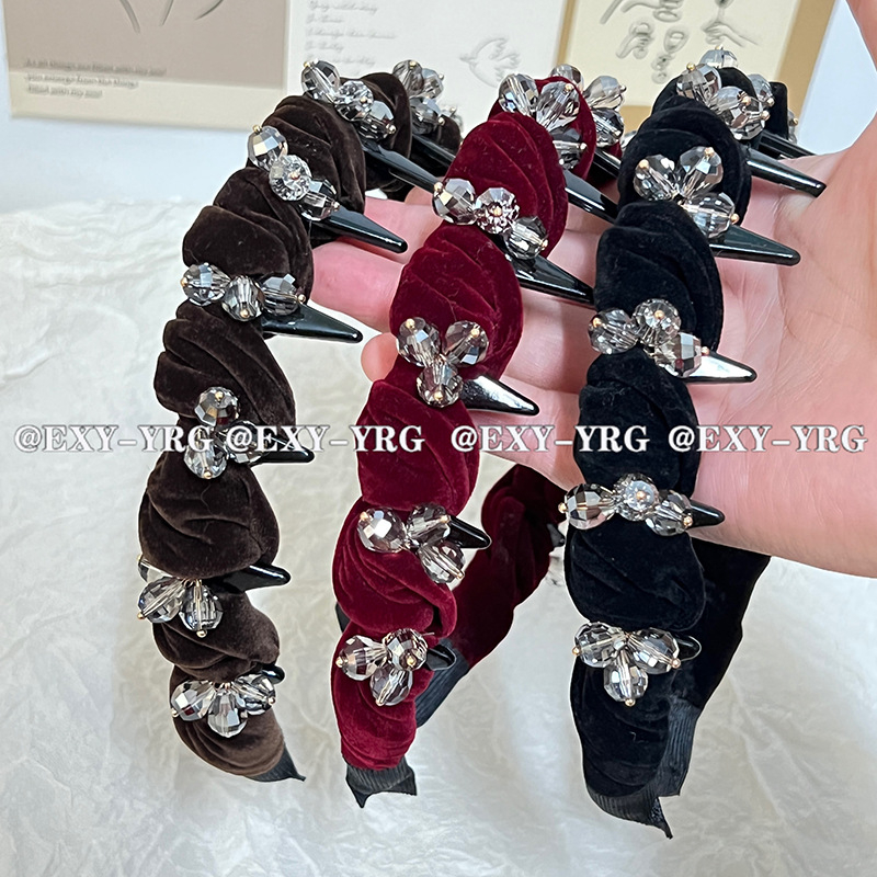 Yuerenge benzi de păr din țesătură, cu dinți și design ondulat – accesorii pentru cap pentru femei, lucrat manual, toamna 2025