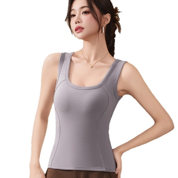 Ženski termalni prsluk, fleece podstava, dvostruki sloj, kapuljača, U-izrez vrata, bezšavova