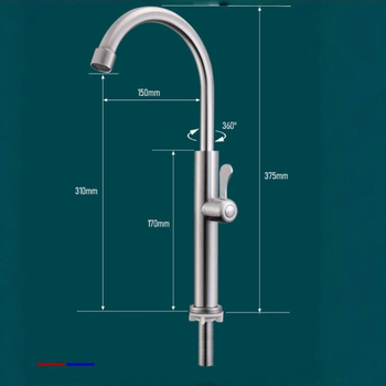 Kuhinjski faucet – 304 nehrđajući čelik, brušeni završetak, okretni, otporan na prskanje, bakreno jezgro ventila
