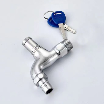 Zámkový kohútik pre práčku so zámkom, telo z meďe, model LZW-1104, nástenná montáž, priemer vstupu/výstupu 4 body, keramický diskový ventil