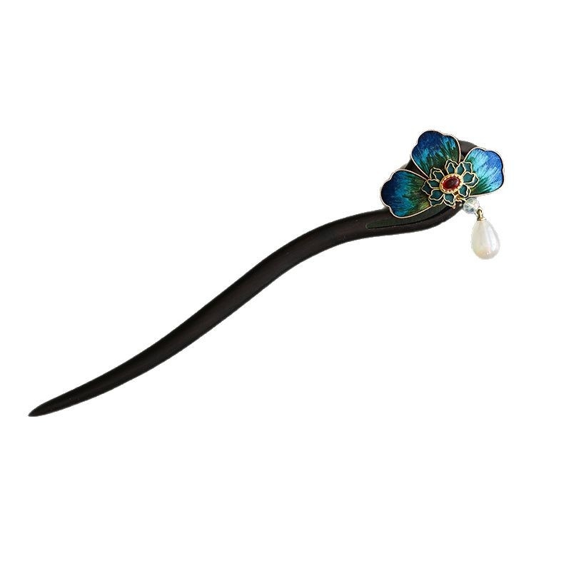 Fa virággal díszített hajcsat, selyem velúr betéttel – etnikus stílusú fejfedő