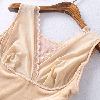 Pamukasti V-izrez pamučni prsluk s flekso podstavom, bez šavova, dvostruki sloj, topao