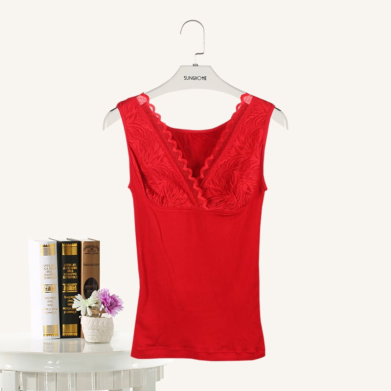 Pamukasti V-izrez pamučni prsluk s flekso podstavom, bez šavova, dvostruki sloj, topao