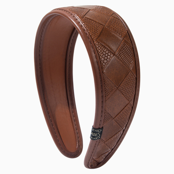 Bandă pentru păr texturată în piele, model pătrățos, lucrată manual, margine lată, accesorii de modă pentru femei, primăvara 2025