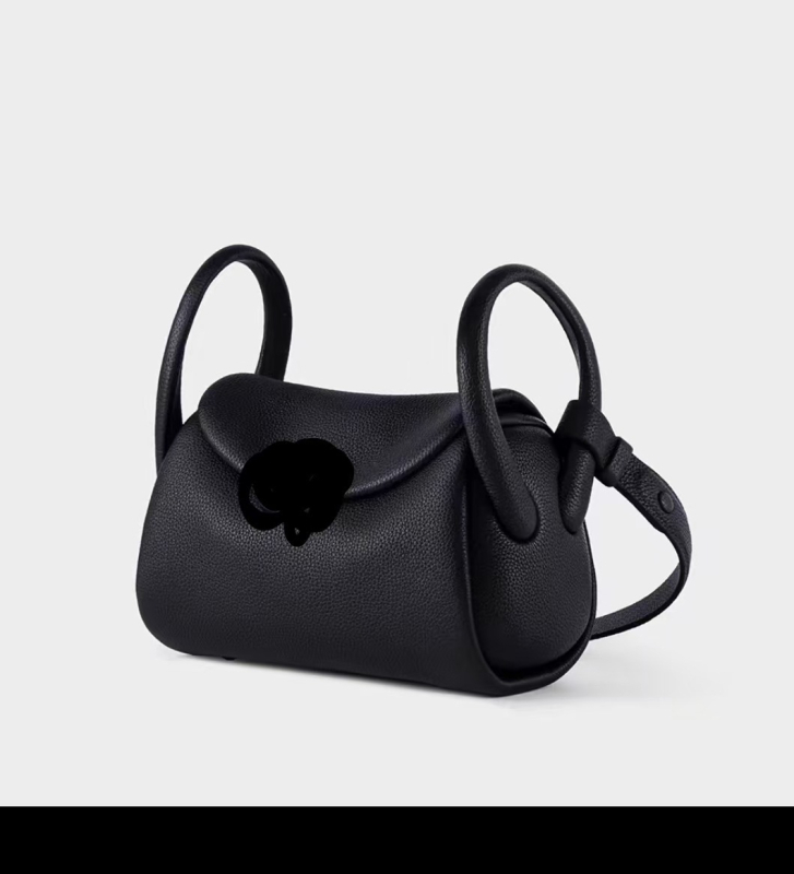 Torba od prave kože u obliku jastuka — cilindrična, magnetno zatvaranje, unutarnja pretinac za telefon, torba s poklopcem