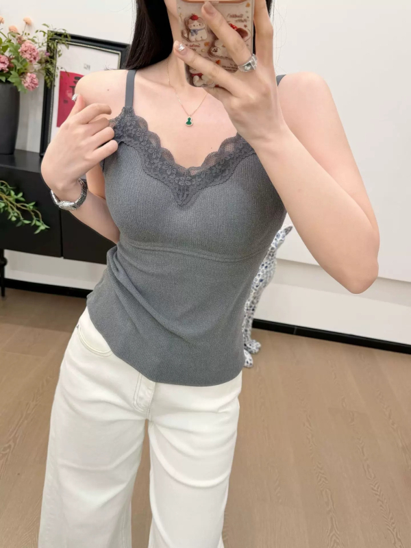 2025 Ženski 2-u-1 top od Mulberry Silk + Merino Wool s rebrastom čipkom