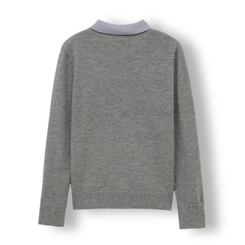 Pleteni džemper sa životinjskim uzorkom, opuštenog kroja, polo ovratnik, rukavi stil princeze