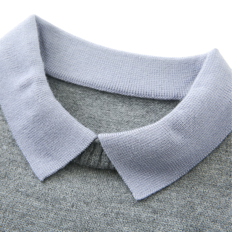 Pleteni džemper sa životinjskim uzorkom, opuštenog kroja, polo ovratnik, rukavi stil princeze