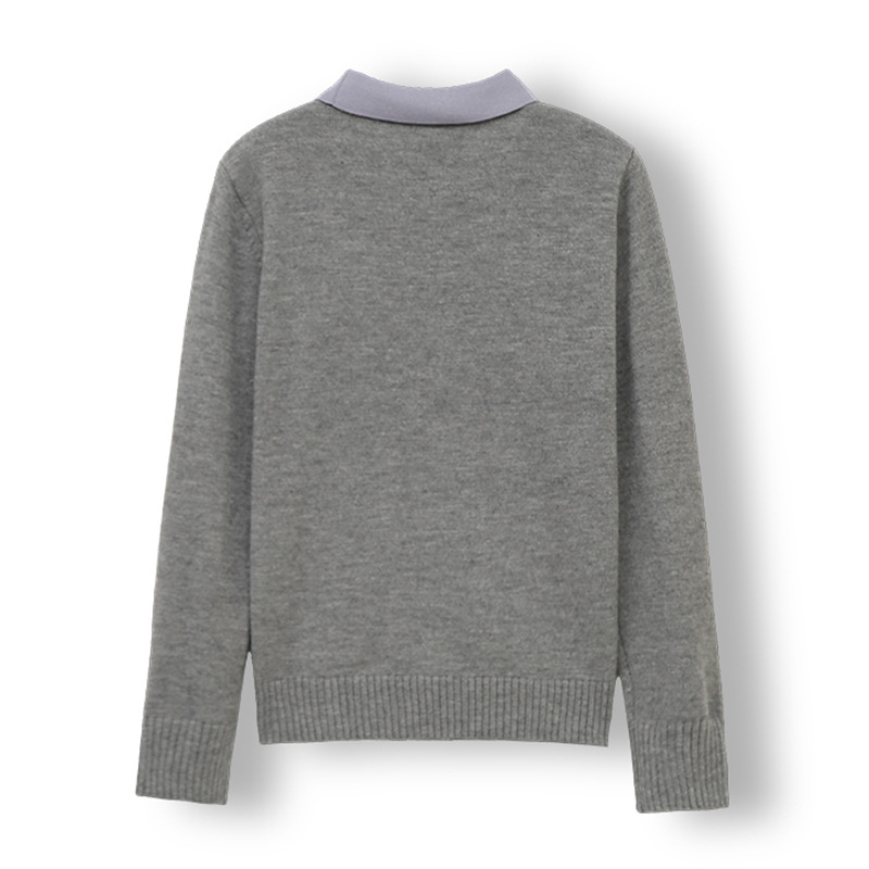 Pleteni džemper sa životinjskim uzorkom, opuštenog kroja, polo ovratnik, rukavi stil princeze