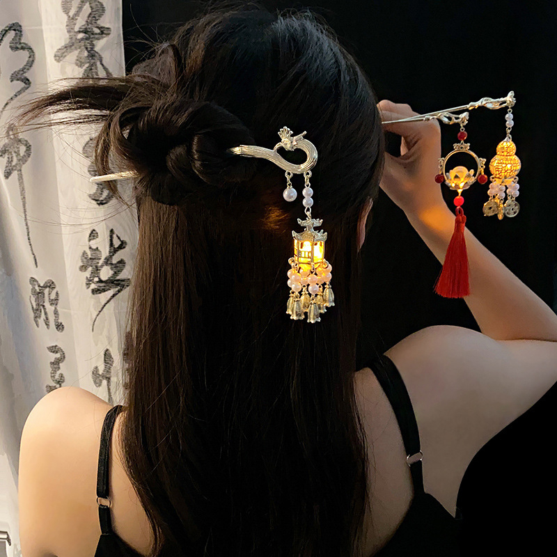 Agrafă de păr cu ciucuri și perle – aliaj, stil coreean, design geometric, electroplacare, accesoriu pentru cap