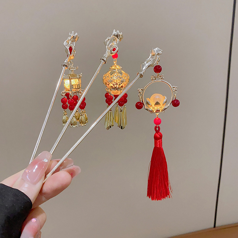 Agrafă de păr cu ciucuri și perle – aliaj, stil coreean, design geometric, electroplacare, accesoriu pentru cap