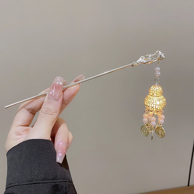 Agrafă de păr cu ciucuri și perle – aliaj, stil coreean, design geometric, electroplacare, accesoriu pentru cap