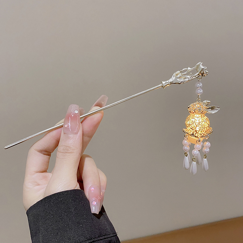 Agrafă de păr cu ciucuri și perle – aliaj, stil coreean, design geometric, electroplacare, accesoriu pentru cap