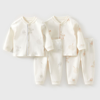 Novorođenčki pamučni dvodijelni set donjeg rublja, unisex, visok ovratnik, 100% pamuk, odvodi vlagu, mekan završetak, za zimu, proljeće i jesen