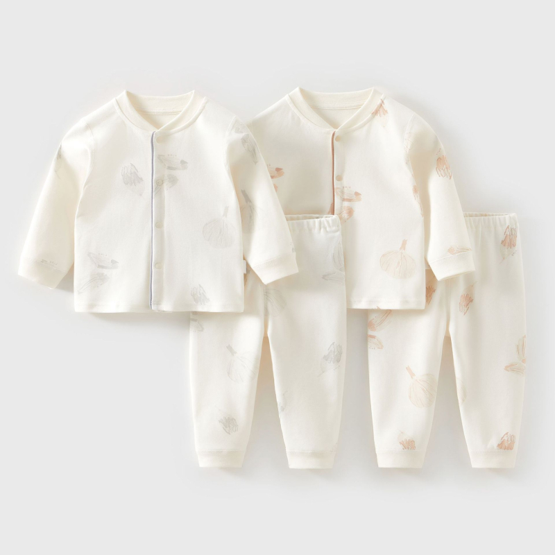 Novorođenčki pamučni dvodijelni set donjeg rublja, unisex, visok ovratnik, 100% pamuk, odvodi vlagu, mekan završetak, za zimu, proljeće i jesen