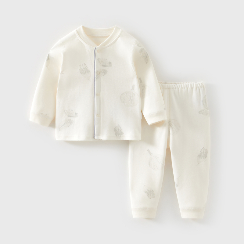 Novorođenčki pamučni dvodijelni set donjeg rublja, unisex, visok ovratnik, 100% pamuk, odvodi vlagu, mekan završetak, za zimu, proljeće i jesen