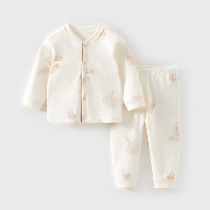Novorođenčki pamučni dvodijelni set donjeg rublja, unisex, visok ovratnik, 100% pamuk, odvodi vlagu, mekan završetak, za zimu, proljeće i jesen
