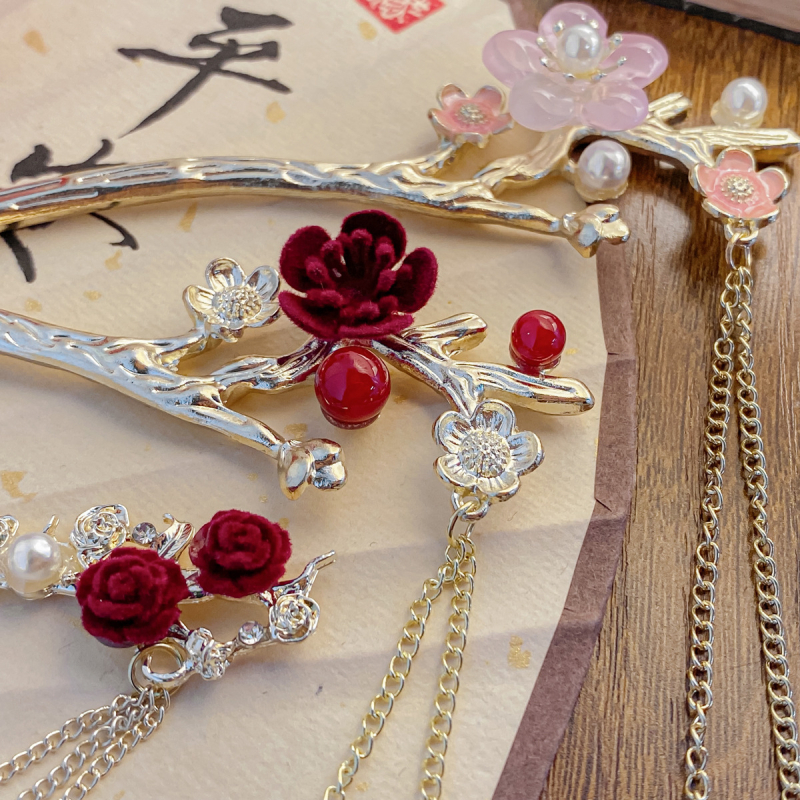 Metalna ukosnica za kosu s motivom Plum Blossom, kineskog stila, ručna izrada