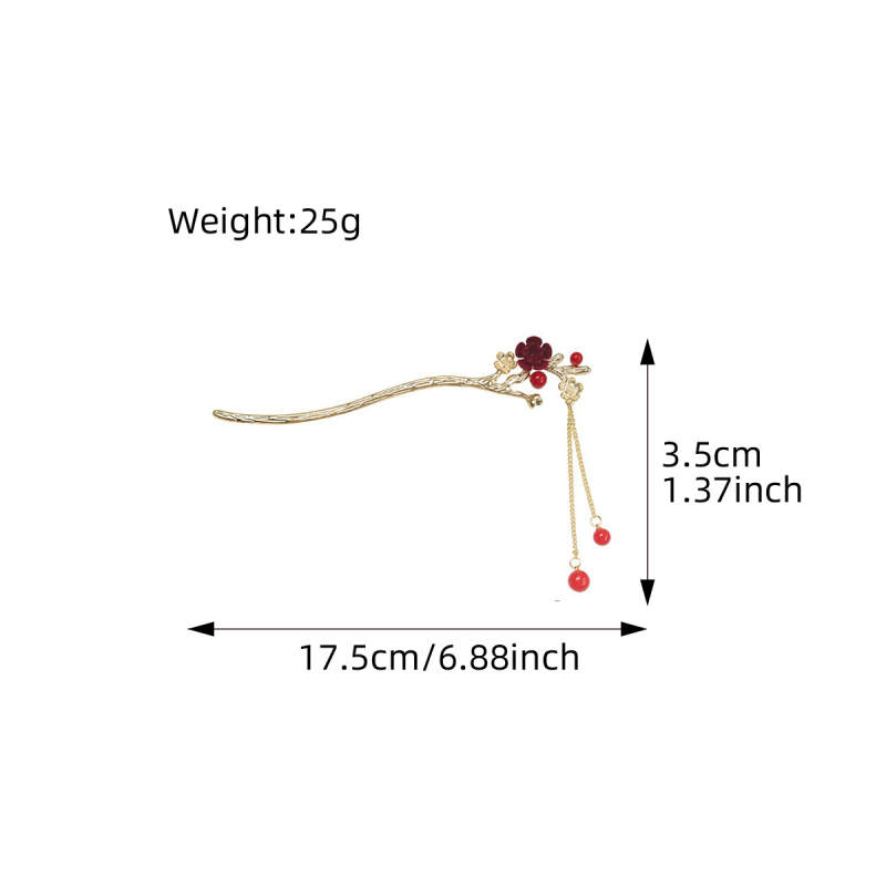 Metalna ukosnica za kosu s motivom Plum Blossom, kineskog stila, ručna izrada