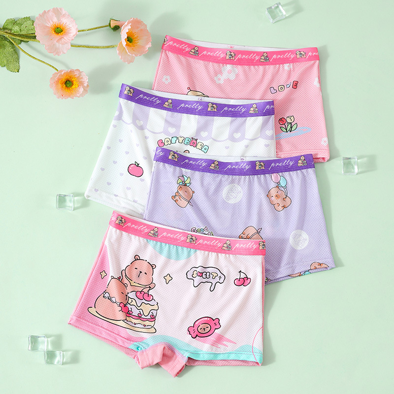 Dječje gaćice za djevojčice, prozračne mrežaste Ice Silk tkanine, crtani dizajn, za uzrast 3-8 godina