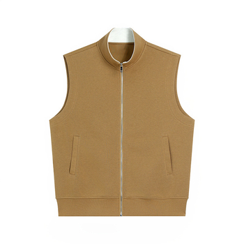 Pamukovo radno prsluk sa stojećim ovratnikom, zatvaračem, zgušnjena, ravni rub – muškarac, jesen 2024