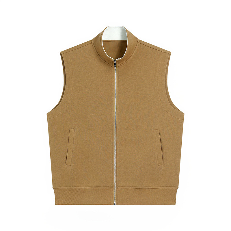 Pamukovo radno prsluk sa stojećim ovratnikom, zatvaračem, zgušnjena, ravni rub – muškarac, jesen 2024